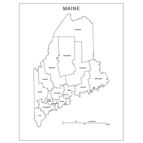 Laminated Map Labeled County Map Of Maine Poster 20 X 30 Walmart