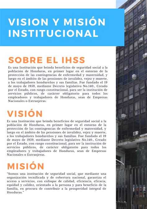Visión Y Misión Ihss Instituto Hondureño De Seguridad Social
