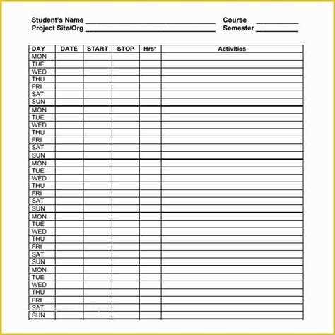 Free Timesheet Template Pdf Of 20 Project Timesheet Templates And Samples