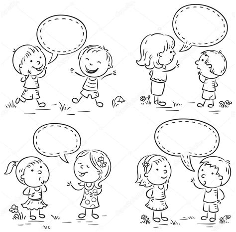 Bilingual kids could relate more to a wider group of people. Kids talking and showing different emotions, set of four ...