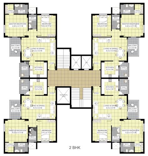 2 Bhk Apartment Floor Plan Architego