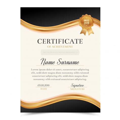 Show items 40 80 120. Black and gold certificate template Vector | Premium Download