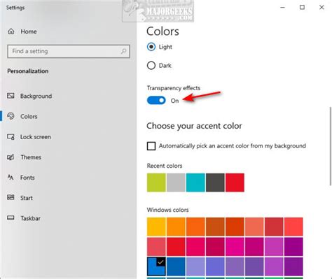 How To Disable Transparency Effects In Windows 10 And 11 Majorgeeks