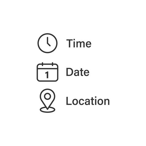 Date Time Location Icon In Flat Style Event Message Vector