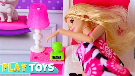 Barbie Girl Morning Routine In Dollhouse Play Toys Youtube