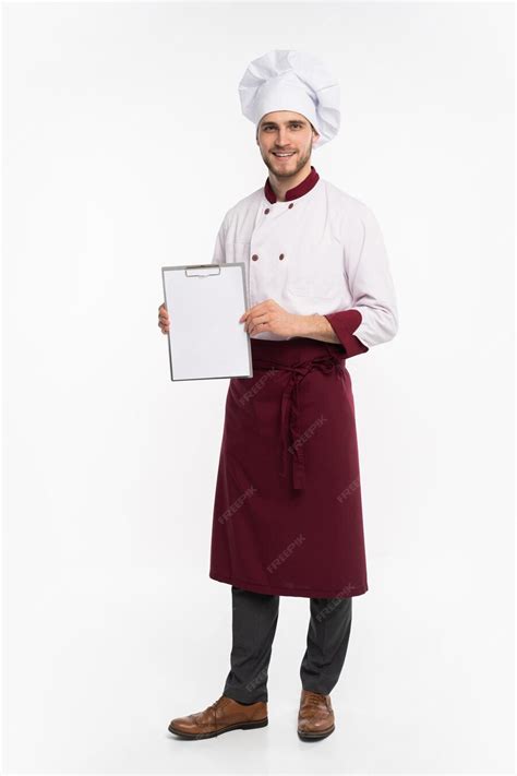 Premium Photo Full Length Portrait Of A Cheerful Male Chef Cook In