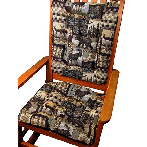 A Black Forest Decor Exclusive Woodland Cabin Rocking Chair Cushions