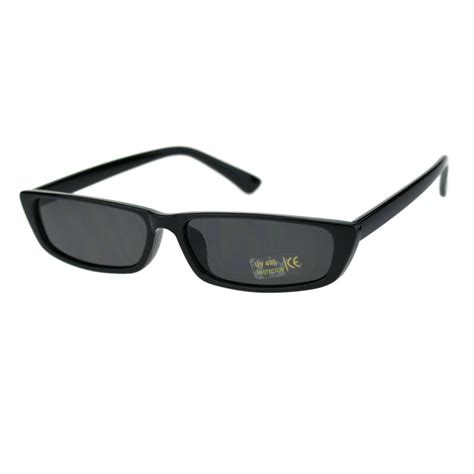 Sa106 Womens Narrow Squared Rectangular Cat Eye Plastic Pimp Sunglasses All Black Walmart