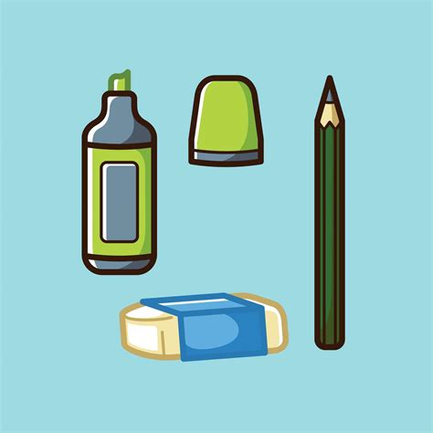 School Stationery Kit Vector Arts Back To School Stationery Items For