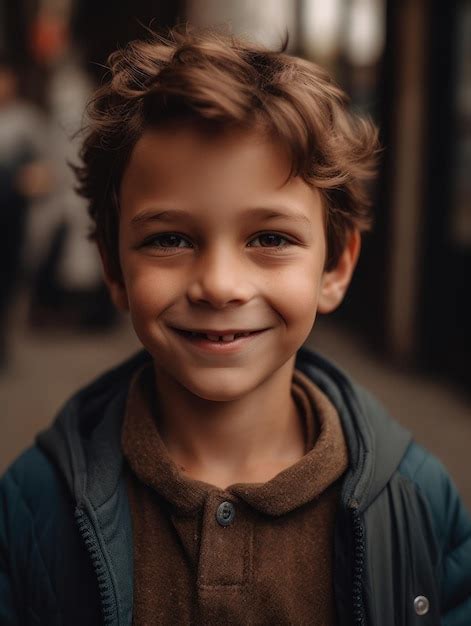 Premium Ai Image Smiling Little Boy Portrait