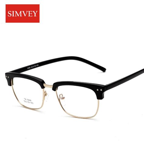 simvey 2017 new fashion men half rim frame glasses vintage brand designer eye glasses frames for