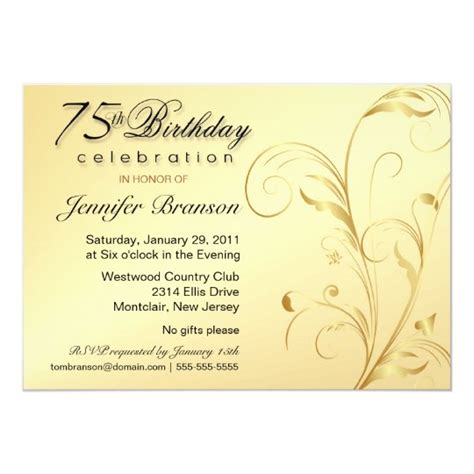 Dinyehe 75th Birthday Invitation Sample