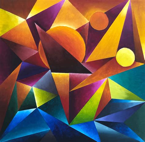 An Abstract Painting With Different Colors And Shapes