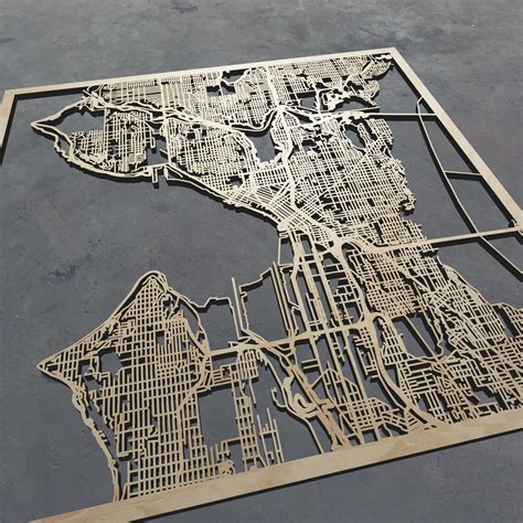 Seattle Washington Laser Cut Map 3d Map T Wooden City Etsy