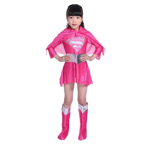 Kids Pink Supergirl Costume Toddler Girls Supergirl Dress Up Outfit
