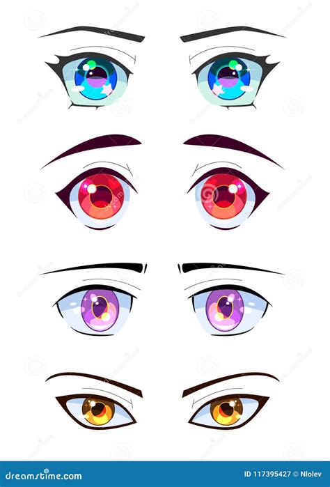 Anime Eyes Human Eyes Closeup Beautiful Big Cartoon Eyes Vector My