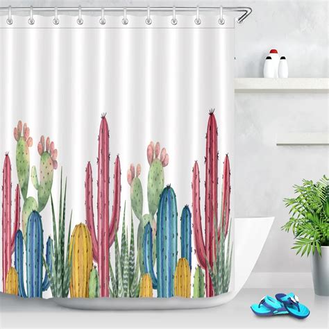 Africa Tropical Plant 180 180cm Waterproof Shower Curtain Cactus Polyester Fabric Bath Curtain