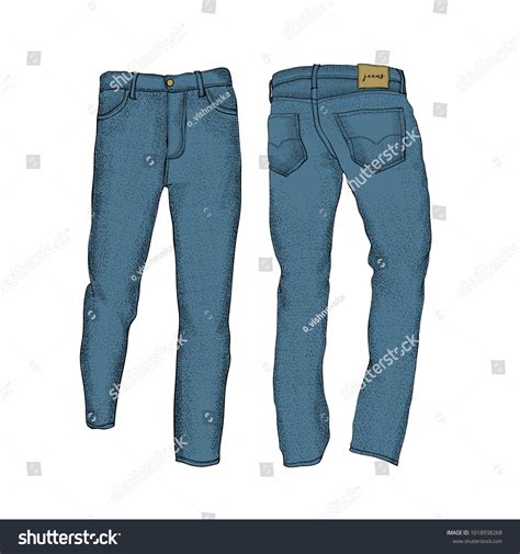 Blank Templates Mens Jeans Front Back Stock Vector Royalty Free