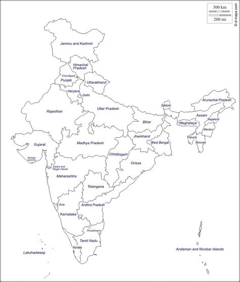 Outline Political Map Of India Outline Of India Polit