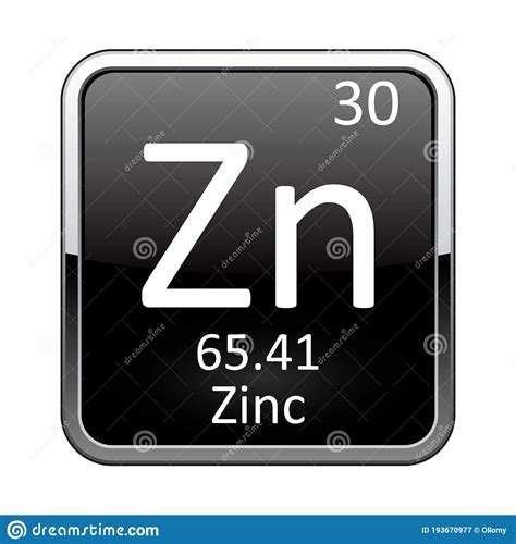 The Periodic Table Element Zinc Vector Illustration Stock Vector