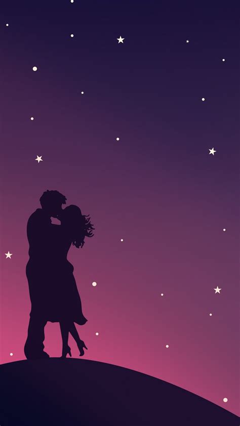Kissing Couple 4k Wallpaper Silhouette Starry Sky Romantic Lovers Pair 5k Love 893
