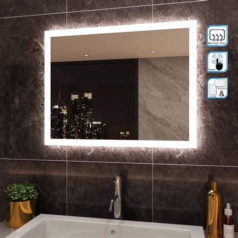 Miroir De Salle De Bain Luxs Mural 9070cm Anti Brouillard Bouton