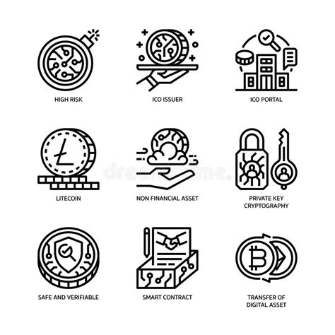 Digital Asset Icons Set Stock Vector Illustration Of Finance 230642873