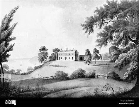 Aquatint Showing Mansion Of Mount Vernon Stock Photo Alamy