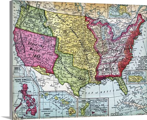 Map Of United States Expansion Wall Art Canvas Prints Framed Prints