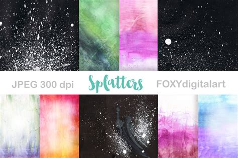 Watercolor Papers Paint Splatter Scrapbook By Foxydigitalart