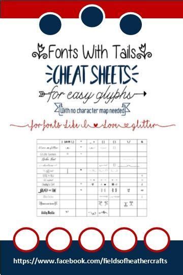 Fonts With Tails Glyphs Cheat Sheet Cricut Fonts Silhouette Fonts