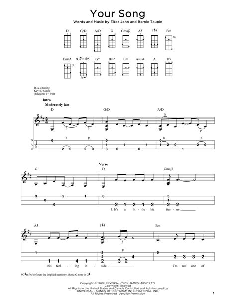 Elton John Your Song Guitar Chords