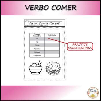 Verb To Eat Verbo Comer Spanish Practice Worksheets By Habla Spanish