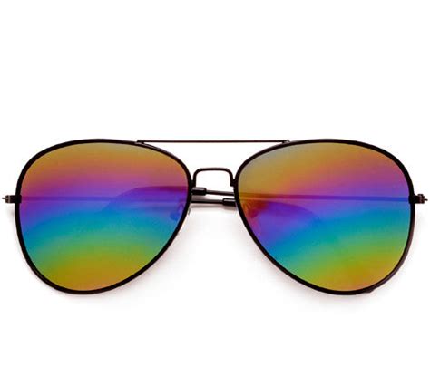rainbow color mirrored lens classic aviator sunglasses sunglass spot