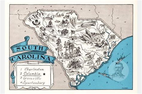 Vintage South Carolina Map 1931 Old Map Of South Carolina Etsy