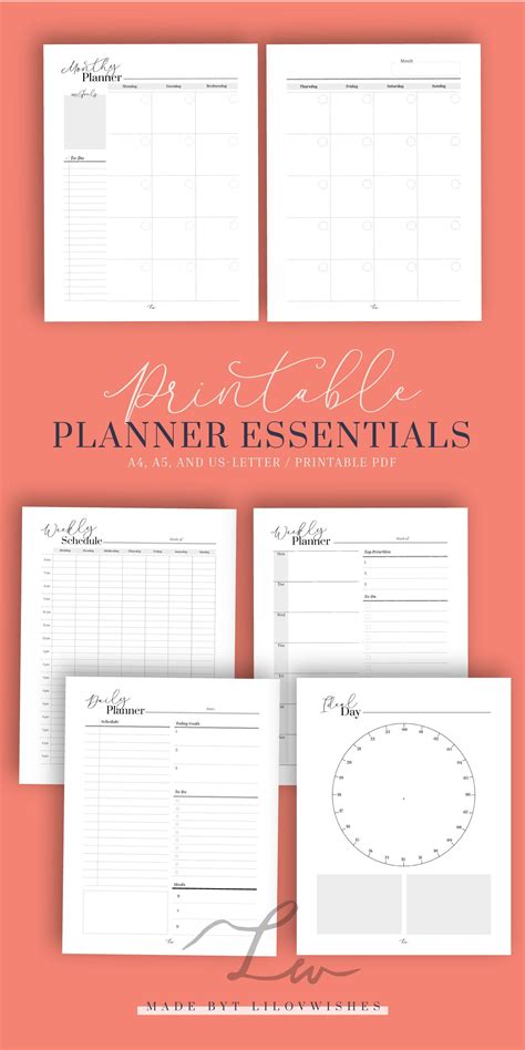 Planner Essentials Undated Planner Planner Kit Monthly Planner