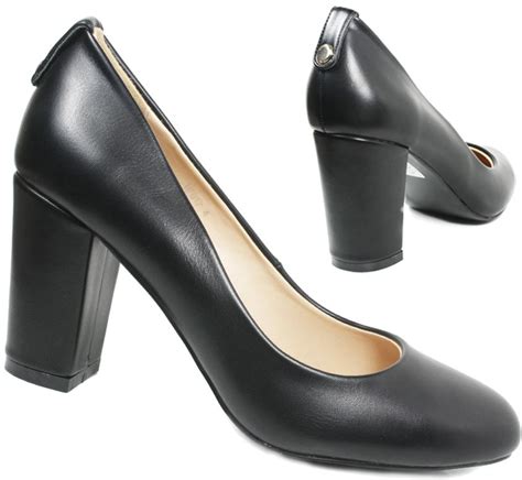 Womens Black Court Shoes Ladies Mid Heels Office Work Formal School