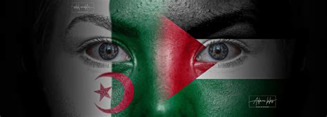 غلاف فيس بوك علم الجزائر وعلم فلسطين معا على وجه طفل خلفيات رائعة