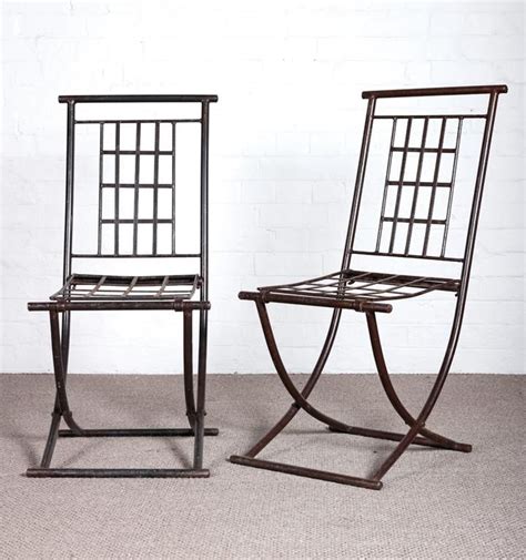 A Pair Of Wrought Iron Folding Chairs Morocco 20th Century 98