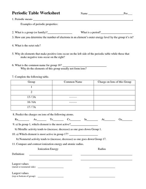 What is the atomic mass of mercury? Periodic Table Worksheet Answers | Persuasive writing ...