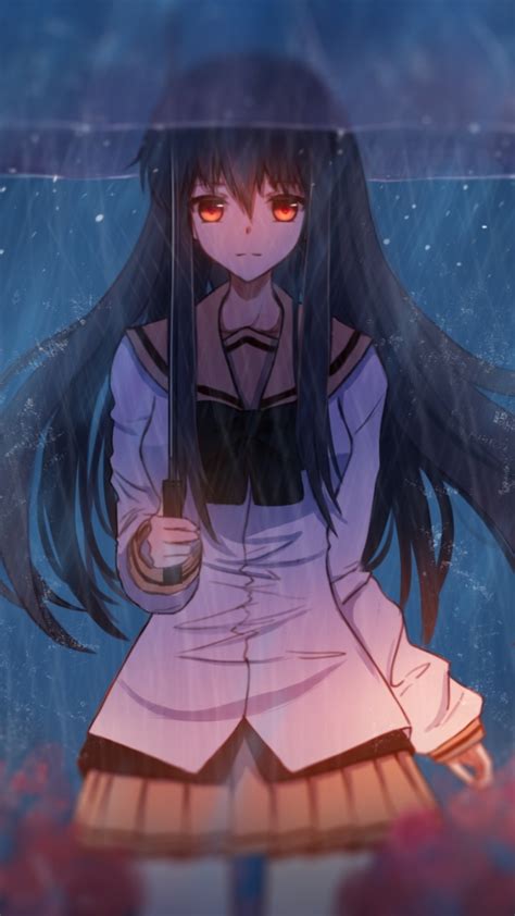 Download 720x1280 Wallpaper Anime Girl In Rain With