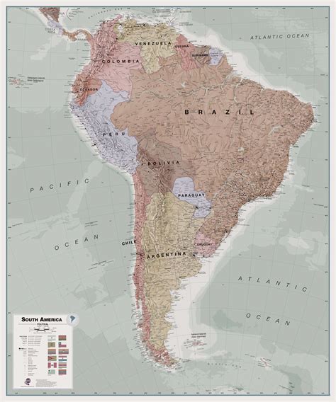 Huge Executive South America Wall Map Political Magnetic Board And Frame
