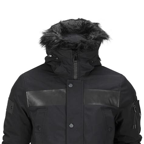 Mens Heavy Weight Fur Trim Hood Parka Jacket Padded Winter Warm