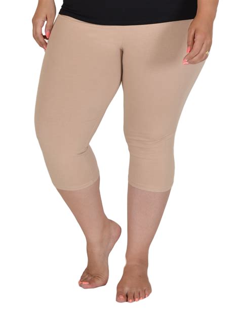 Stretch Is Comfort Plus Size Circuit Knee Length Leggings Xxx Large 20 22 Beige