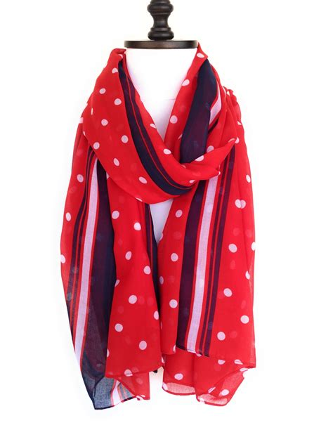 Red Scarves For Women Polka Dots Cotton Scarf Women Cowl Scarf Etsy