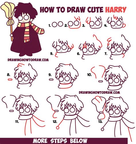 How To Draw Cute Harry Potter Chibi Kawaii Easy Step By Step