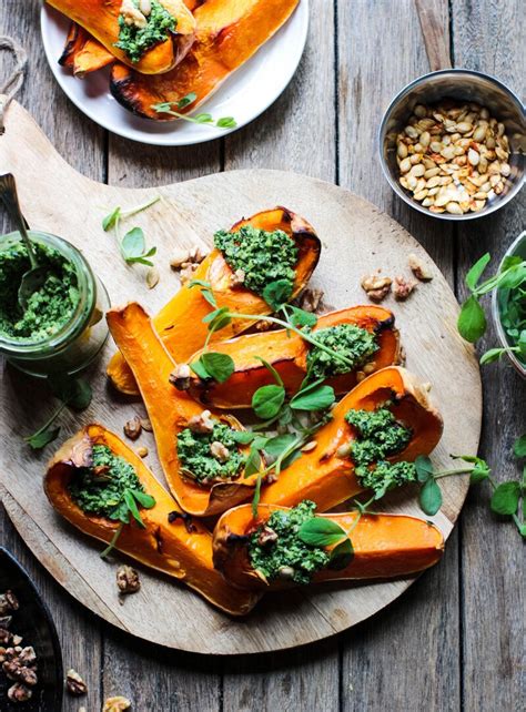 Baked Butternut Squash With Kale And Walnut Pesto Rebel Recipes