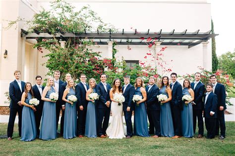 Steel Blue Bridesmaid Dresses With Groomsmen In Broad Blawker Photo