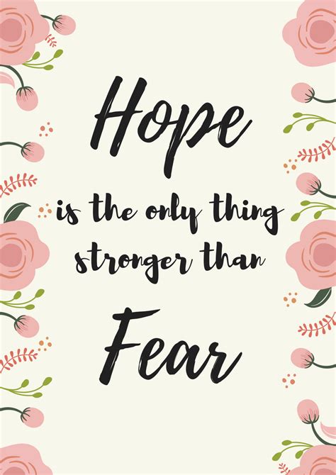Free Printable Wall Decor Quotes Quote Hope Is The Only Thing Stronger