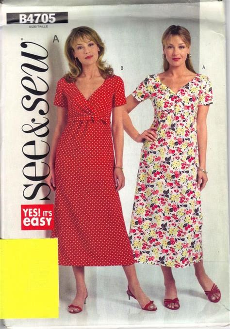 Womens Misses Dress Sewing Pattern Easy Aline Lined Bodice Etsy